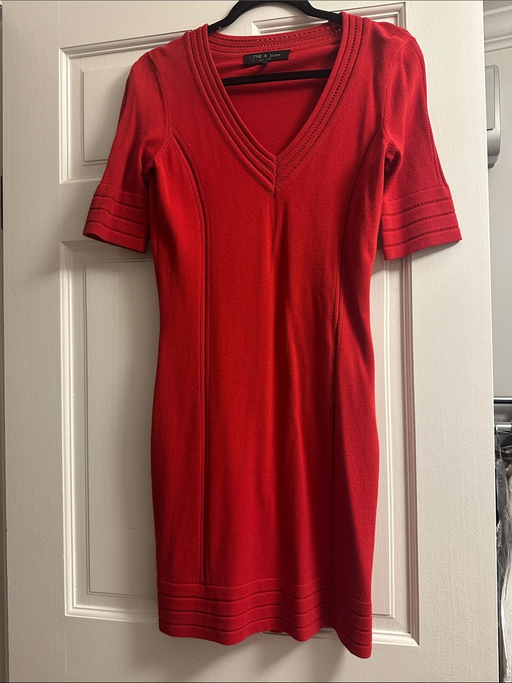 Rag &Bone Red V-Neck Knit Dress size S
